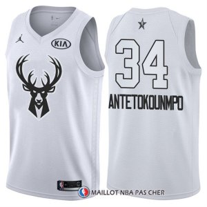 Maillot All Star 2018 Milwaukee Bucks Giannis Antetokounmpo 34 Blanc