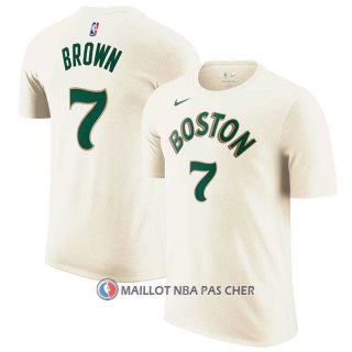 Maillot Manche Courte Boston Celtics Jaylen Brown Ville 2023-24 Creme
