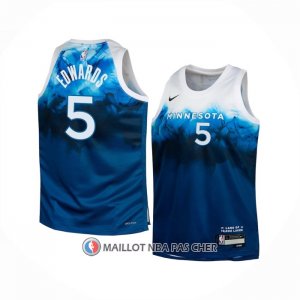 Maillot Enfant Minnesota Timberwolves Anthony Edwards NO 5 Ville 2023-24 Bleu