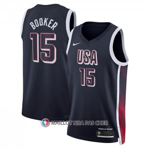 Maillot USA 2024 Devin Booker NO 15 Bleu