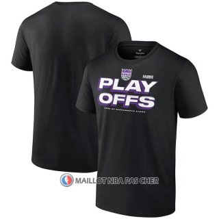 Maillot Manche Courte Sacramento Kings 2023 NBA Playoffs Noir