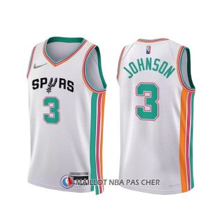 Maillot San Antonio Spurs Keldon Johnson NO 3 Ville 2021-22 Blanc