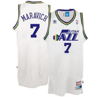 Maillot Retro Jazz Maravich 7 Blanc