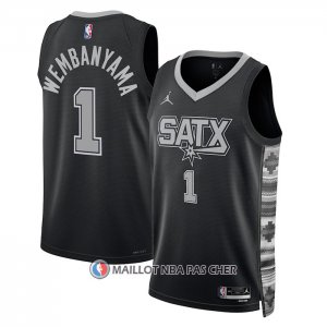 Maillot San Antonio Spurs Victor Wembanyama NO 1 Statement 2022-23 Noir