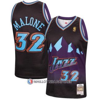 Maillot Utah Jazz Karl Malone NO 32 Mitchell & Ness 1996-97 Noir