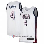 Maillot USA 2024 Stephen Curry NO 4 Blanc