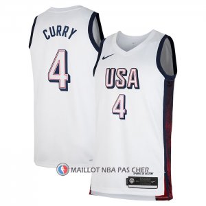 Maillot USA 2024 Stephen Curry NO 4 Blanc