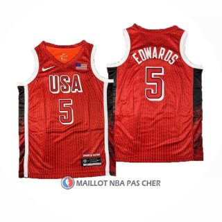 Maillot USA 2024 Anthony Edwards NO 5 Jeux Olympiques Rouge
