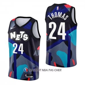 Maillot Brooklyn Nets Cam Thomas NO 24 Ville 2023-24 Noir
