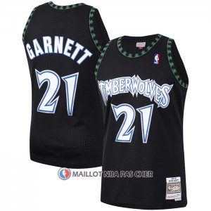 Maillot Minnesota Timberwolves Kevin Garnett NO 21 Hardwood Classics Throwback Noir