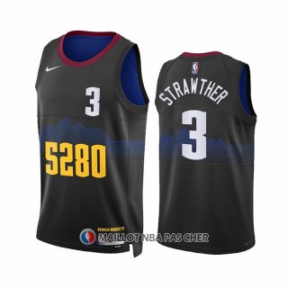 Maillot Denver Nuggets Julian Strawther NO 3 Ville 2023-24 Noir