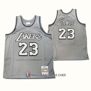 Maillot Los Angeles Lakers LeBron James NO 23 Mitchell & Ness 1996-97 Gris