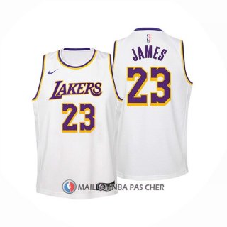 Maillot Enfant Los Angeles Lakers LeBron James NO 23 Association 2022-23 Blanc