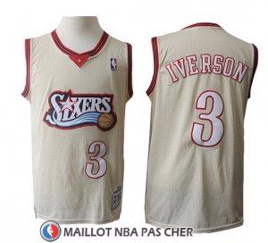 Maillot 76ers Allen Iverson 3 Retro Crema