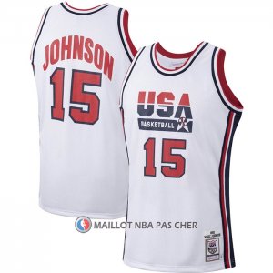 Maillot USA 1992 James Johnson NO 15 Blanc