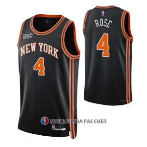 Maillot New York Knicks Derrick Rose NO 4 Ville 2021-22 Noir