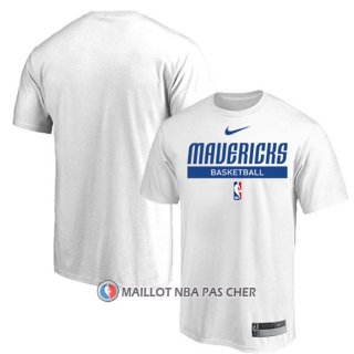 Maillot Manche Courte Dallas Mavericks Practice Performance 2022-23 Blanc