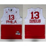 Maillot Retro 76ers Chamberlain 13 Blanc Rouge