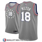 Maillot Philadelphia 76ers Shake Milton No 18 Ciudad 2018-19 Gris