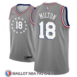 Maillot Philadelphia 76ers Shake Milton No 18 Ciudad 2018-19 Gris