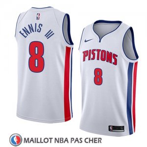 Maillot Detroit Pistons James Ennis Iii No 8 Association 2018 Blanc