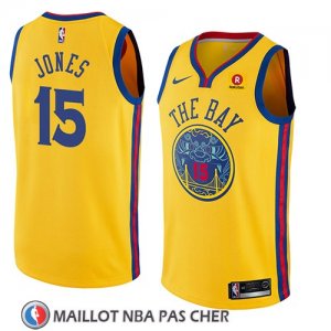 Maillot Golden State Warriors Damian Jones No 15 Ciudad 2018 Jaune