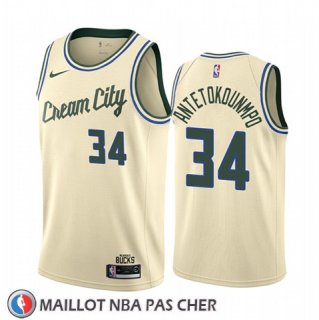 Maillot Milwaukee Bucks Giannis Antetokounmpo Ville Crema