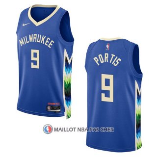 Maillot Milwaukee Bucks Bobby Portis NO 9 Ville 2022-23 Bleu