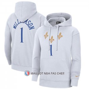 Veste a Capuche New Orleans Pelicans Zion Williamson Ville 2020-21 Blanc
