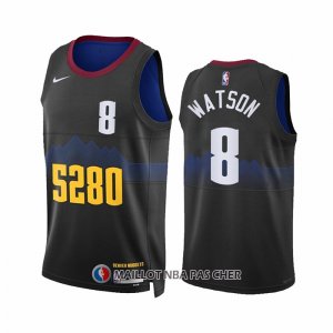 Maillot Denver Nuggets Peyton Watson NO 8 Ville 2023-24 Noir