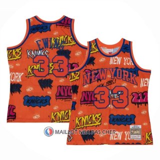Maillot New York Knicks Patrick Ewing Slap Sticker Mitchell & Ness 1991-92 Orange