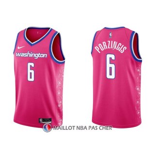 Maillot Washington Wizards Kristaps Porzingis NO 6 Ville 2022-23 Rosa