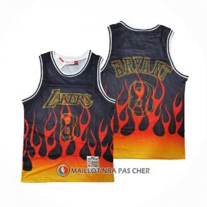 Maillot Los Angeles Lakers Kobe Bryant No 8 Flames Noir