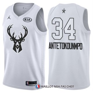 Maillot All Star 2018 Milwaukee Bucks Giannis Antetokounmpo 34 Blanc