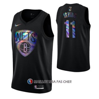 Maillot Brooklyn Nets Kyrie Irving Iridescent Logo Noir