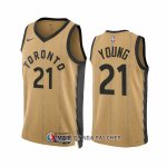 Maillot Toronto Raptors Thaddeus Young NO 21 Ville 2023-24 Or