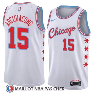 Maillot Chicago Bulls Ryan Arcidiacono No 15 Ciudad 2018 Blanc