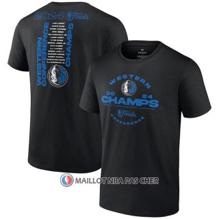 Maillot Manche Courte Dallas Mavericks 2024 Eastern Conference Champions Jump Ball Roster Noir