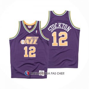 Maillot Utah Jazz John Stockton NO 12 Mitchell & Ness 1991-92 volet