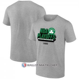 Maillot Manche Courte Boston Celtics 2024 NBA Playoffs Gris