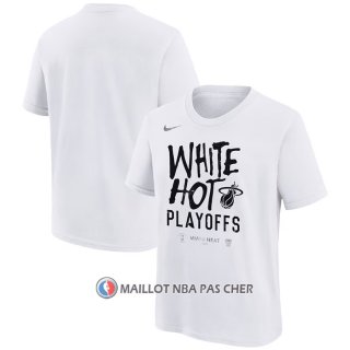 Maillot Manche Courte Miami Heat 2024 NBA Playoffs Mantra Blanc