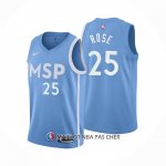 Maillot Minnesota Timberwolves Derrick Rose NO 25 Ville Bleu