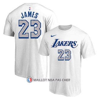 Maillot Manche Courte Los Angeles Lakers Lebron James Blanc