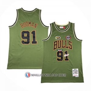 Maillot Chicago Bulls Dennis Rodman NO 91 Mitchell & Ness 1997-98 Vert