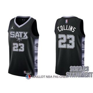 Maillot San Antonio Spurs Zach Collins NO 23 Statement 2022-23 Noir