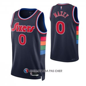 Maillot Philadelphia 76ers Tyrese Maxey NO 0 Ville 2021-22 Bleu