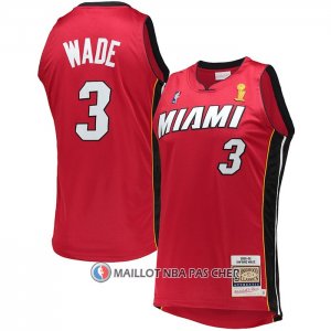 Maillot Miami Heat Dwyane Wade NO 3 Mitchell & Ness 2005-06 Authentique Rouge