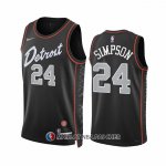 Maillot Detroit Pistons Zavier Simpson NO 24 Ville 2023-24 Noir