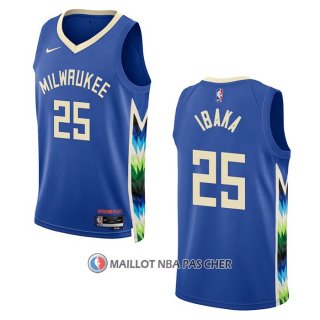 Maillot Milwaukee Bucks Serge Ibaka NO 25 Ville 2022-23 Bleu