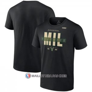 Maillot Manche Courte Milwaukee Bucks 2023 NBA Playoffs Jump Ball Noir